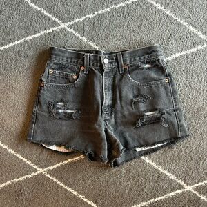 Levi's Black Distressed Jean Shorts